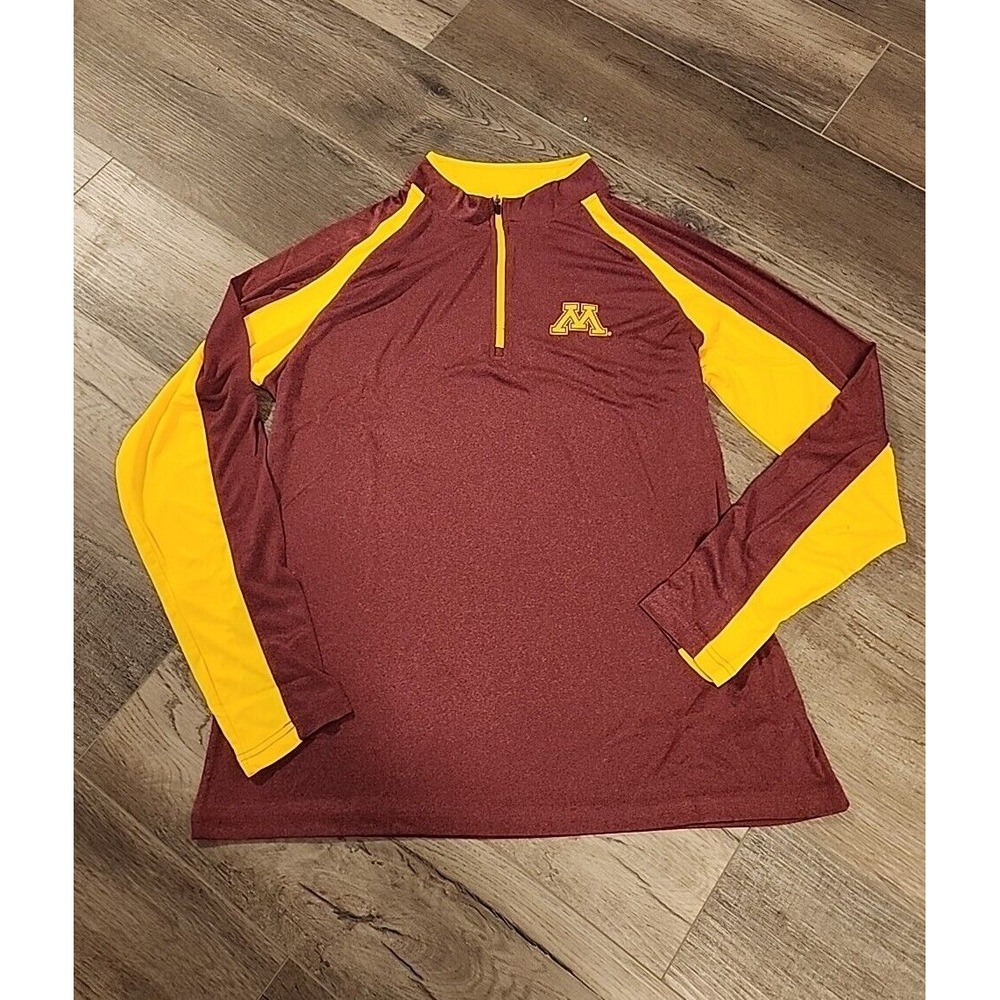 MINNESOTA GOLDEN GOPHERS COLOSSEUM MENS 1/4 ZIP TOP (L) NWT MAROON‎ & YELLOW